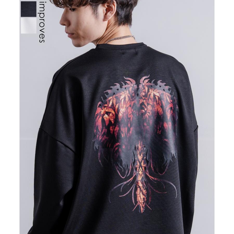 長袖Tシャツ メンズ NULL ヌル ポンチ ドルマンスリーブ バックプリント カットソー ビッグサイズ オーバーサイズ 大きめ カジュアル ナチュラル モード 韓国 | improves