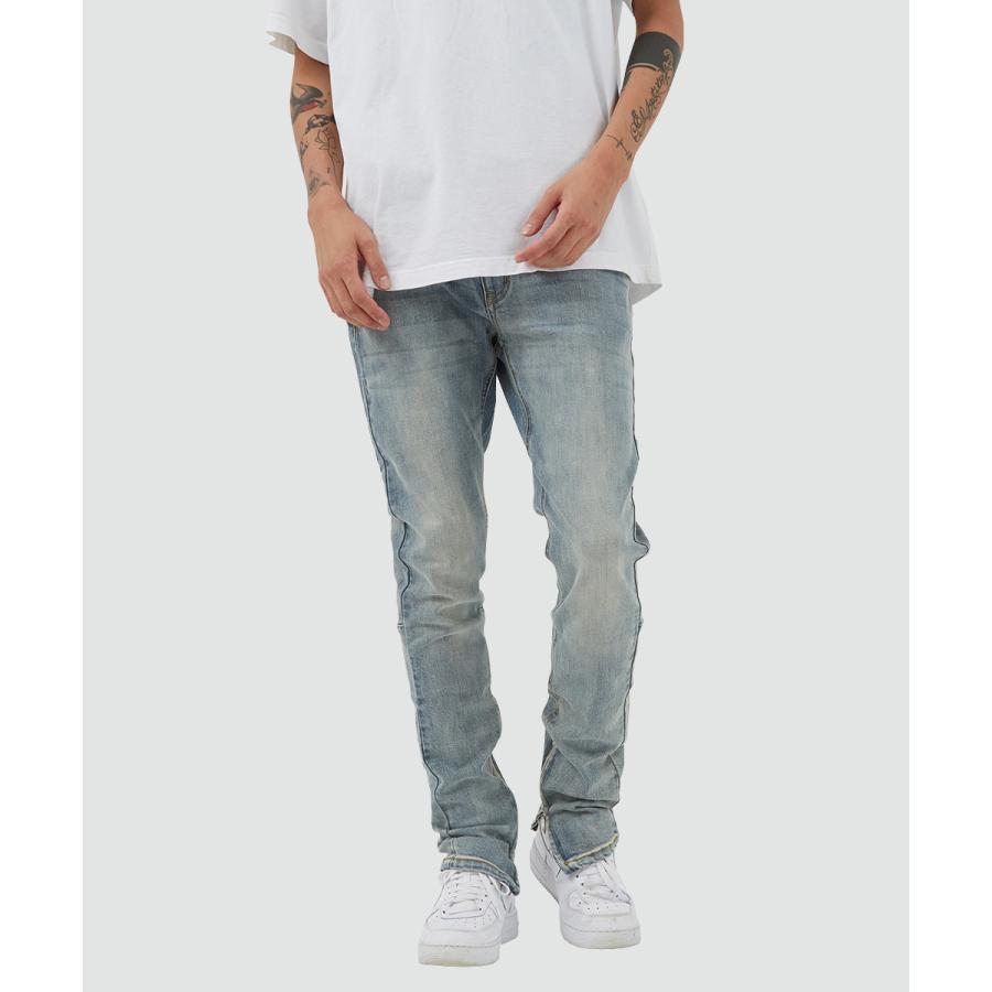 スキニーフィット 裾ジップ ブルーデニムパンツ メンズ | improves | 02