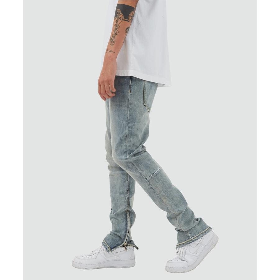 スキニーフィット 裾ジップ ブルーデニムパンツ メンズ | improves | 04