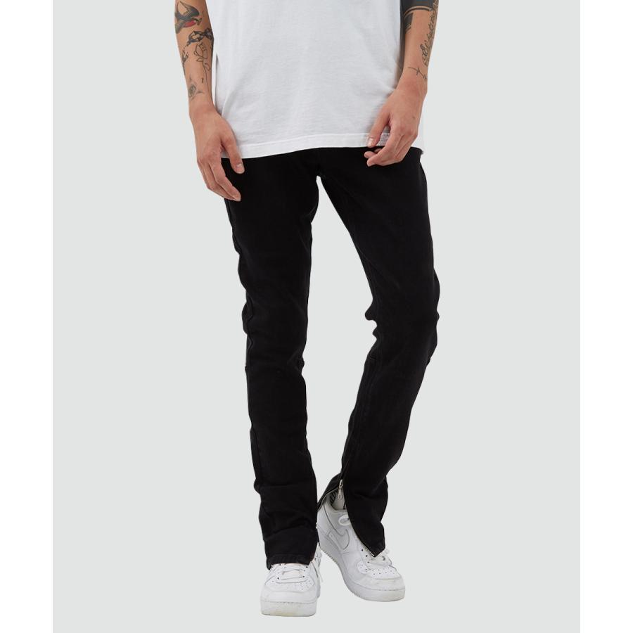 スキニーフィット 裾ジップ ブラックデニムパンツ メンズ | improves | 02