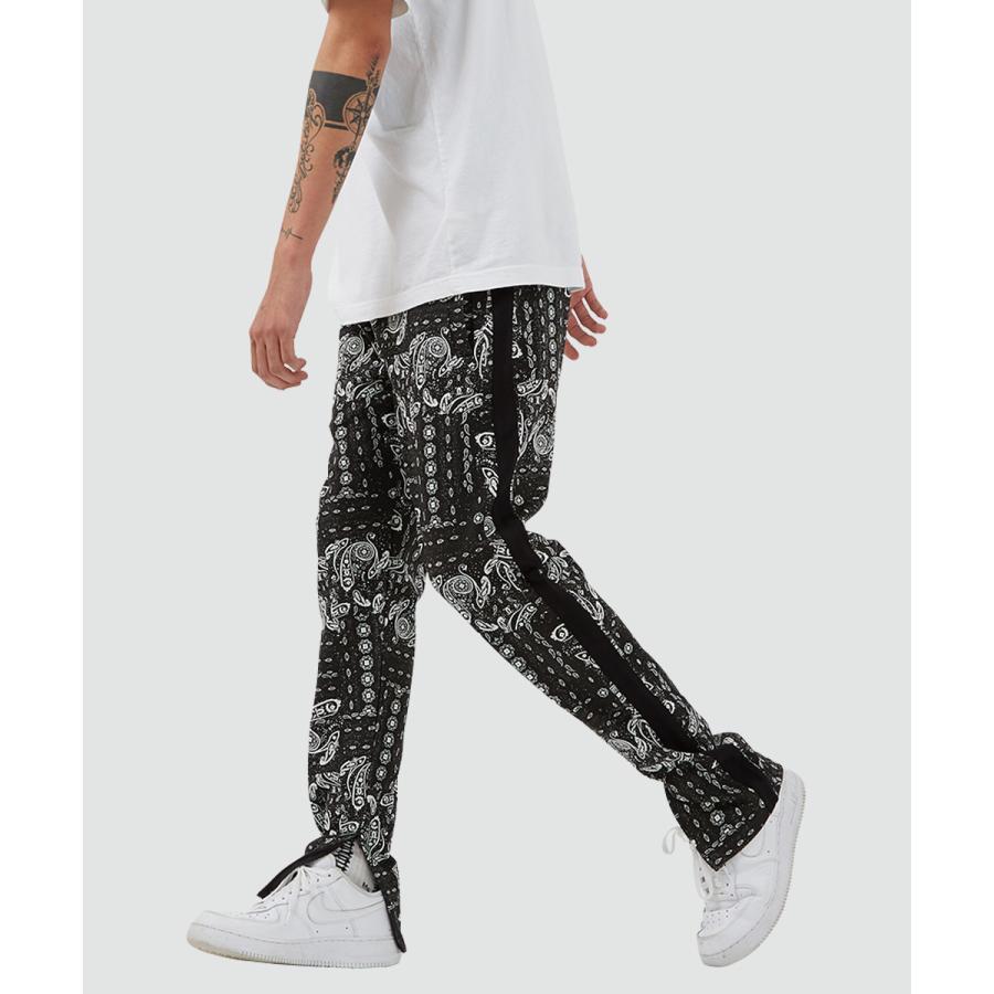 スリムフィット 裾ジップ ペイズリー サイドライン ジャージパンツ メンズ | improves | 02