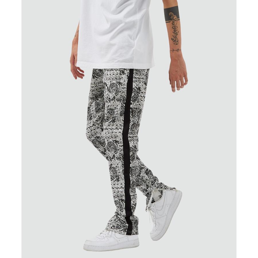 スリムフィット 裾ジップ ペイズリー サイドライン ジャージパンツ メンズ | improves | 02