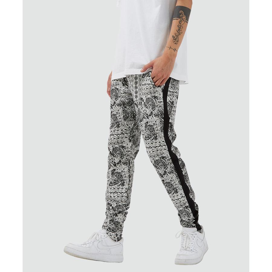 スリムフィット 裾ジップ ペイズリー サイドライン ジャージパンツ メンズ | improves | 04