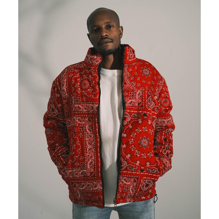 中綿ジャケット メンズ 防寒 リバーシブル スタンドネック バンダナ柄 ペイズリー柄 赤  ストリート系 ストリートファッション ESTRELLA | improves | 07