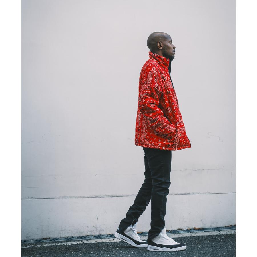 中綿ジャケット メンズ 防寒 リバーシブル スタンドネック バンダナ柄 ペイズリー柄 赤  ストリート系 ストリートファッション ESTRELLA | improves | 09