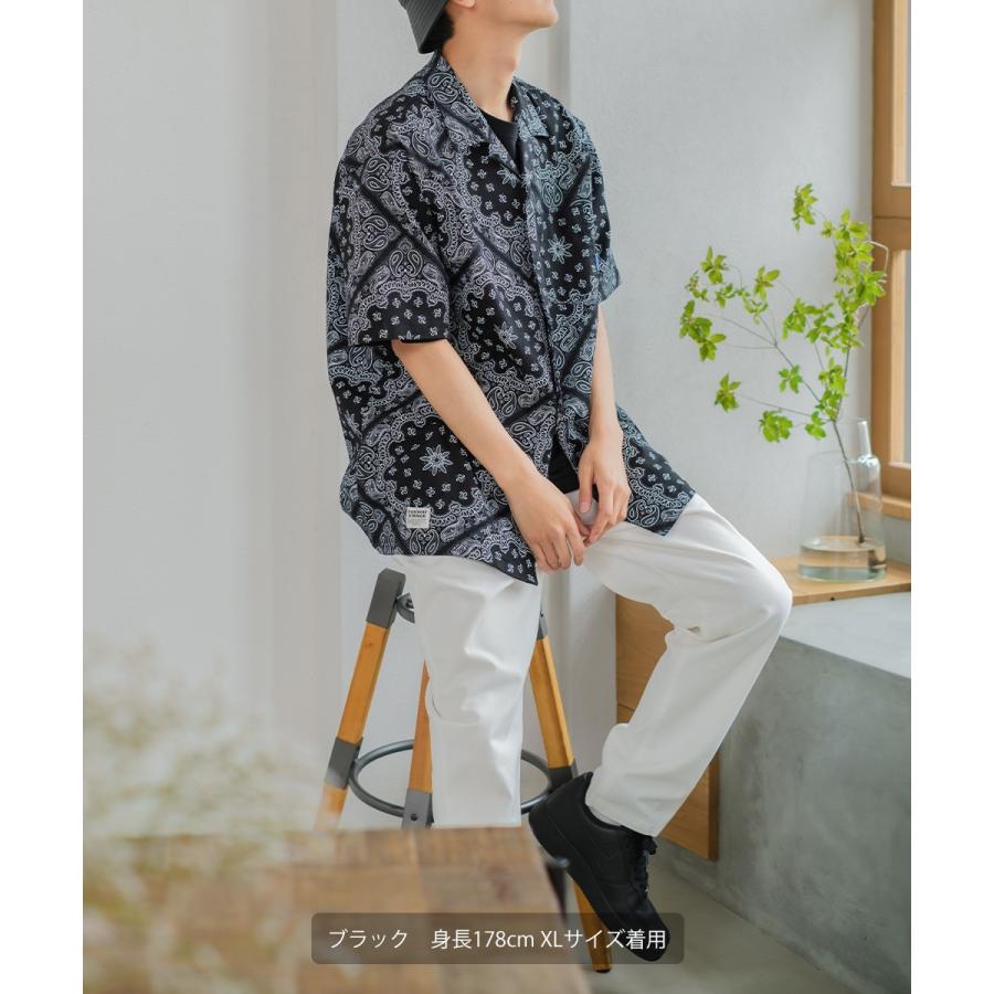 シャツ ユニセックス セットアップ対応 SIDEWAY STANCE サイドウェイスタンス 半袖シャツ オープンカラーシャツ 開襟シャツ ペイズリー バンダナ柄 デニムシャツ | improves | 12