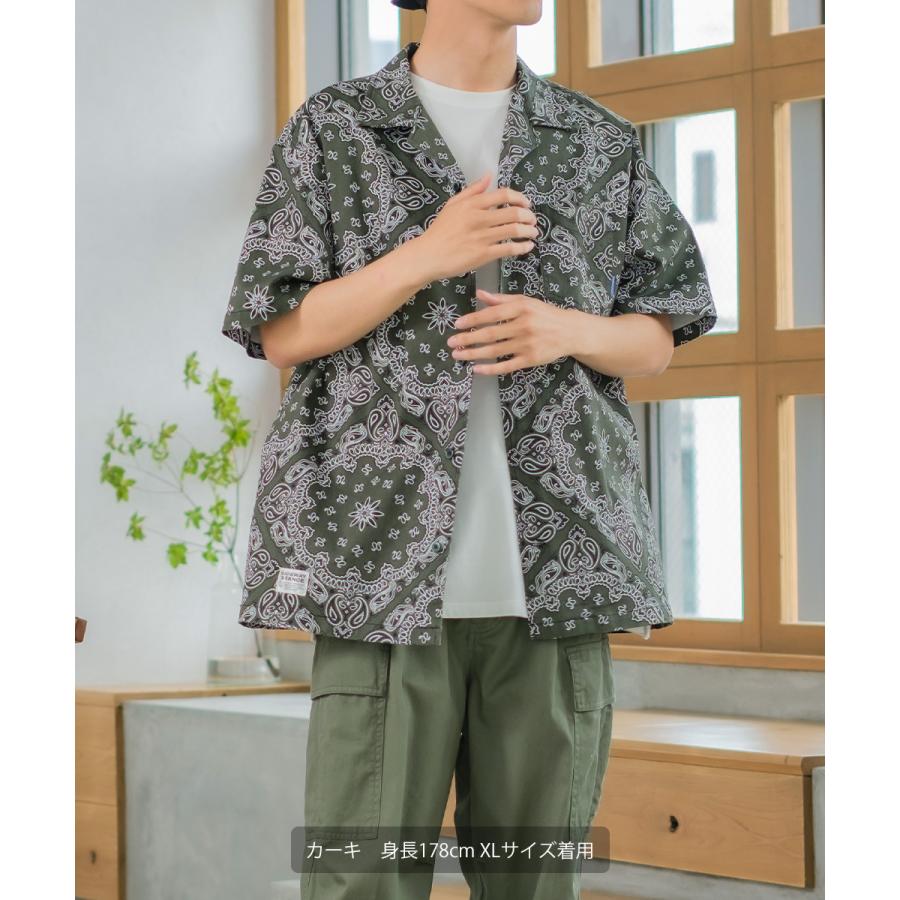 シャツ ユニセックス セットアップ対応 SIDEWAY STANCE サイドウェイスタンス 半袖シャツ オープンカラーシャツ 開襟シャツ ペイズリー バンダナ柄 デニムシャツ | improves | 14