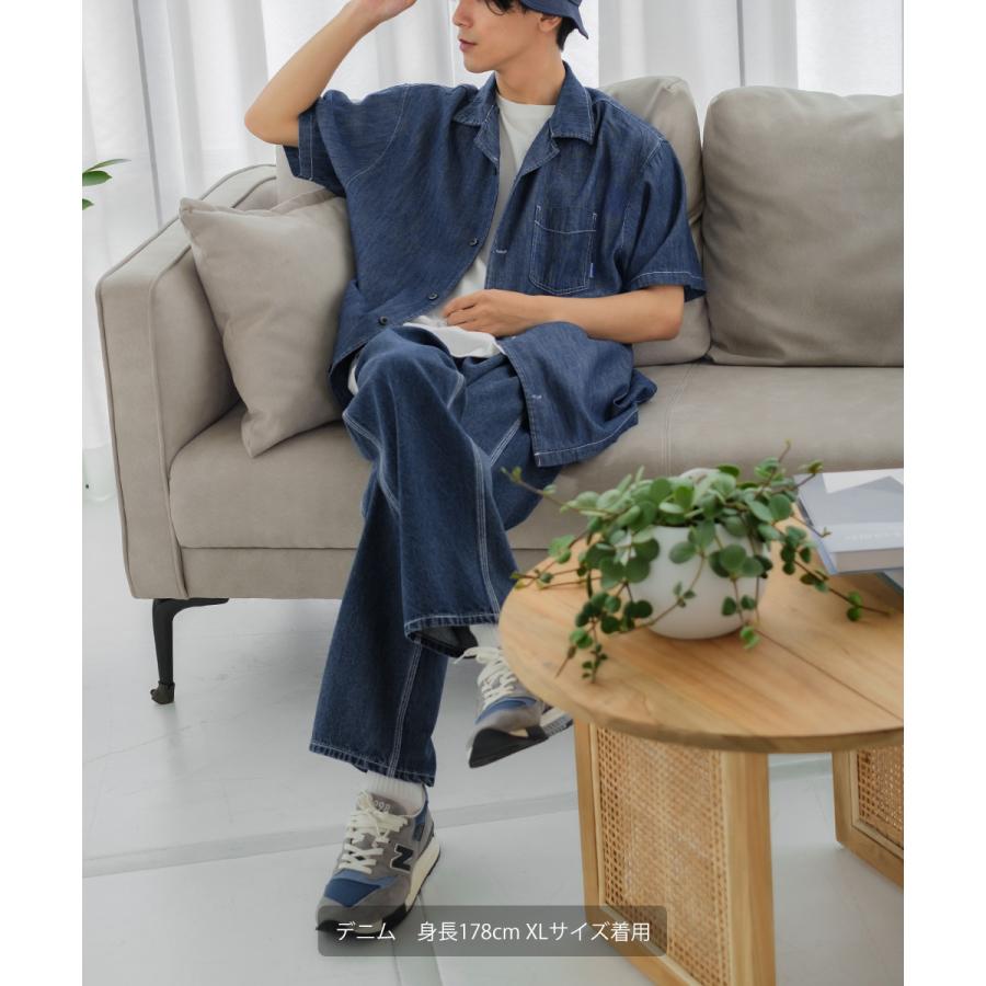 シャツ ユニセックス セットアップ対応 SIDEWAY STANCE サイドウェイスタンス 半袖シャツ オープンカラーシャツ 開襟シャツ ペイズリー バンダナ柄 デニムシャツ | improves | 02