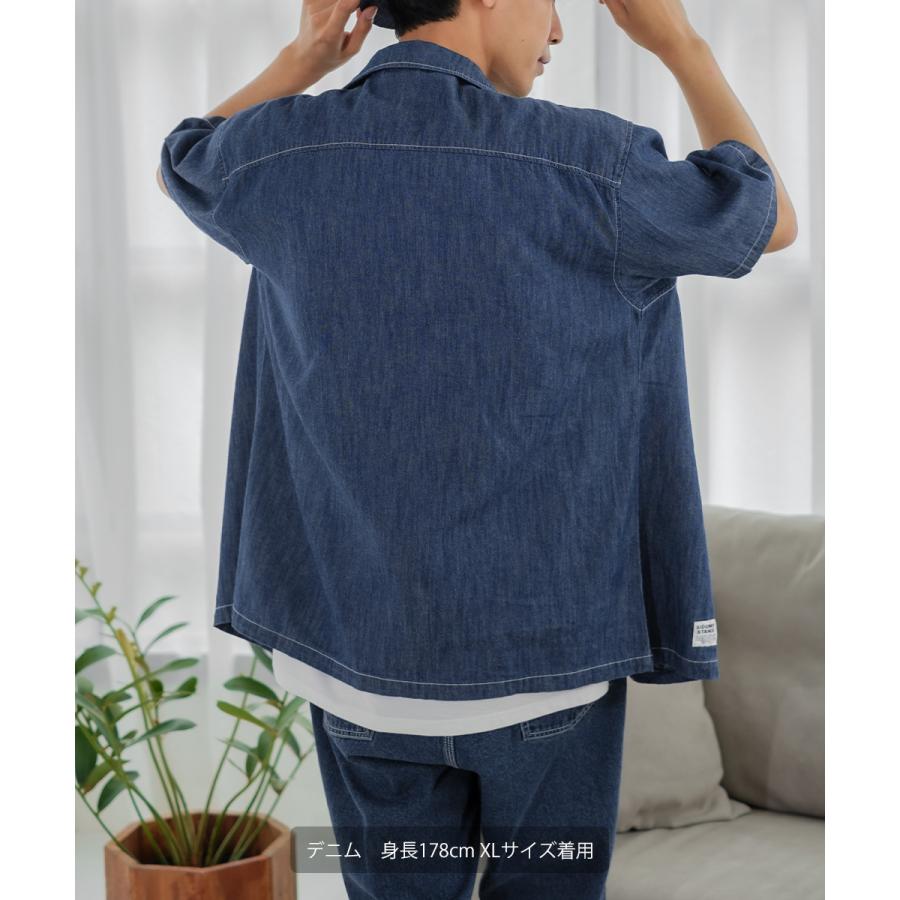 シャツ ユニセックス セットアップ対応 SIDEWAY STANCE サイドウェイスタンス 半袖シャツ オープンカラーシャツ 開襟シャツ ペイズリー バンダナ柄 デニムシャツ | improves | 03