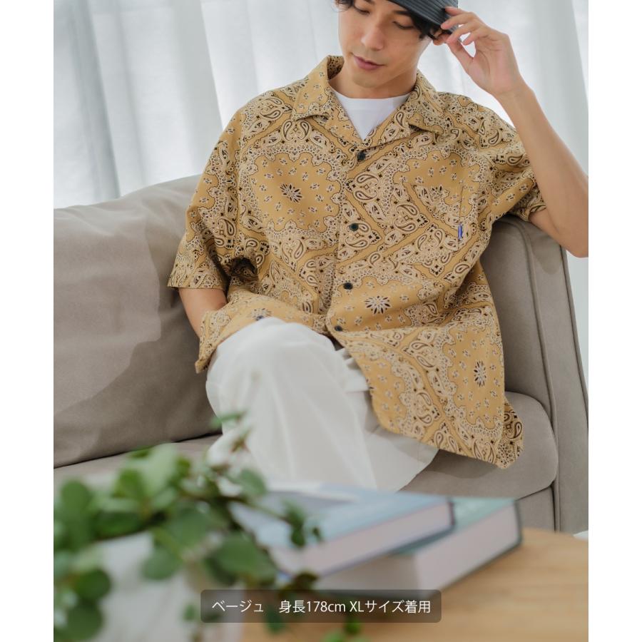 シャツ ユニセックス セットアップ対応 SIDEWAY STANCE サイドウェイスタンス 半袖シャツ オープンカラーシャツ 開襟シャツ ペイズリー バンダナ柄 デニムシャツ | improves | 04