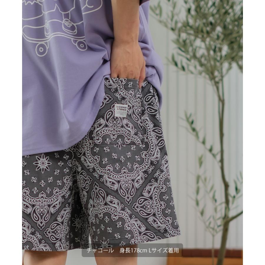 ショートパンツ ユニセックス セットアップ対応 SIDEWAY STANCE サイドウェイスタンス ハーフパンツ バギーショーツ 短パン ペイズリー バンダナ柄 | improves | 13