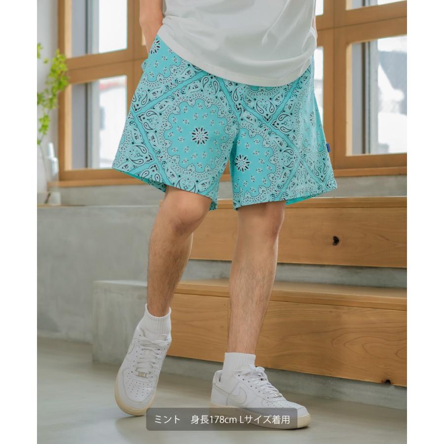 ショートパンツ ユニセックス セットアップ対応 SIDEWAY STANCE サイドウェイスタンス ハーフパンツ バギーショーツ 短パン ペイズリー バンダナ柄 | improves | 15