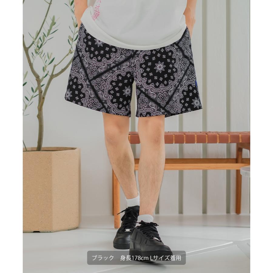 ショートパンツ ユニセックス セットアップ対応 SIDEWAY STANCE サイドウェイスタンス ハーフパンツ バギーショーツ 短パン ペイズリー バンダナ柄 | improves | 06