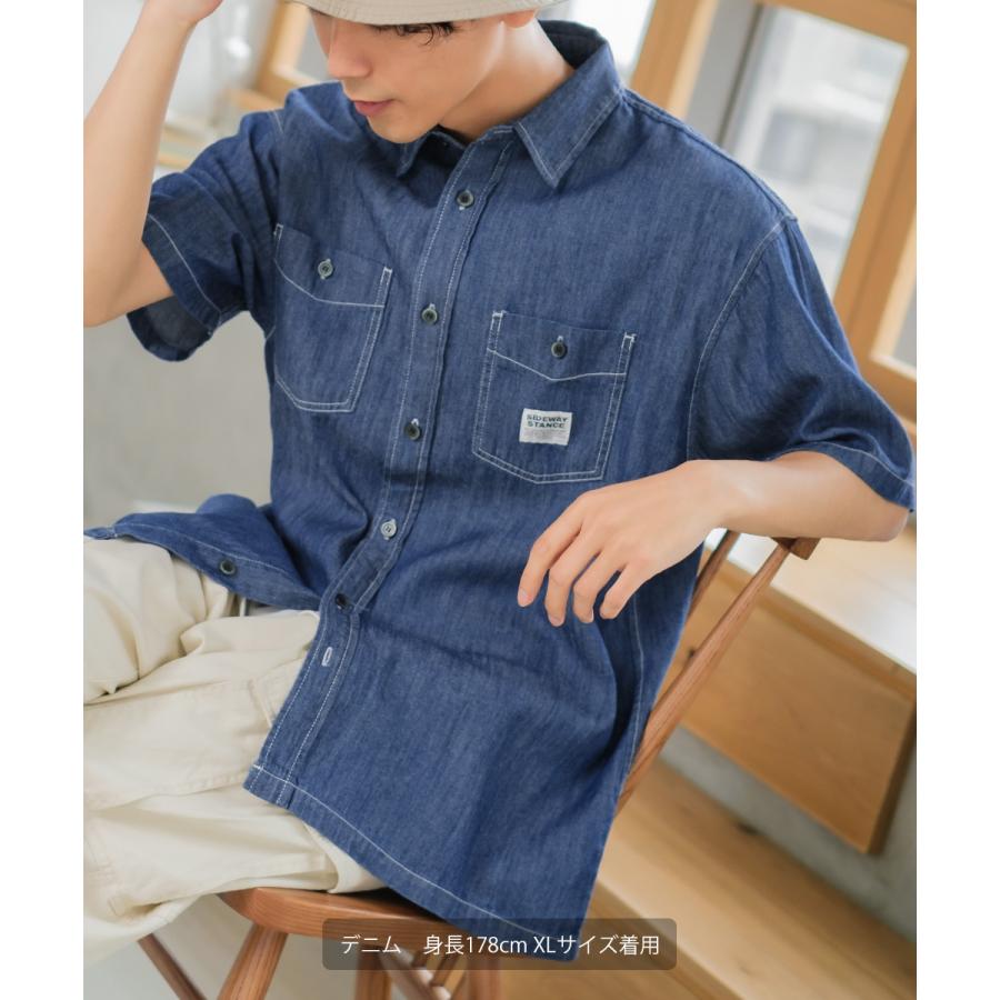 シャツ ユニセックス セットアップ対応 SIDEWAY STANCE サイドウェイスタンス 半袖シャツ ワークシャツ 迷彩 カモフラ デニムシャツ | improves | 01