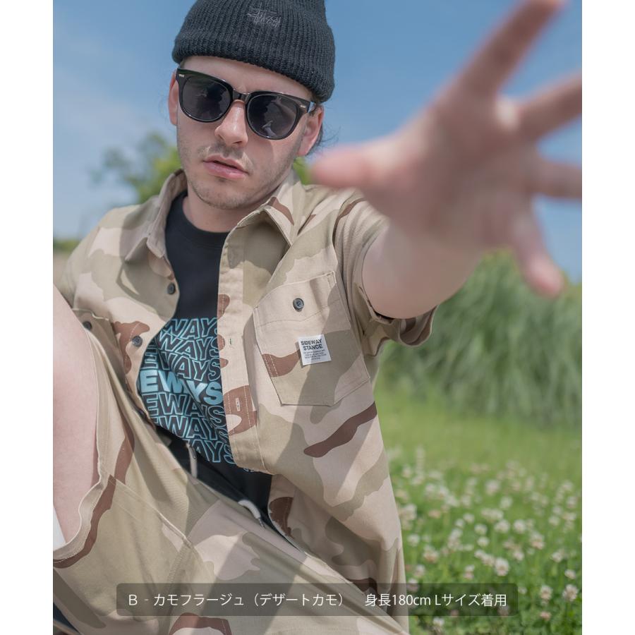 シャツ ユニセックス セットアップ対応 SIDEWAY STANCE サイドウェイスタンス 半袖シャツ ワークシャツ 迷彩 カモフラ デニムシャツ | improves | 11