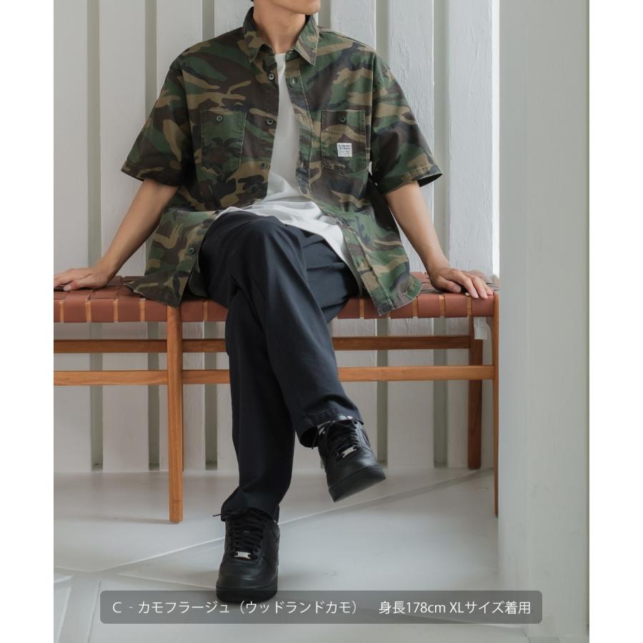 シャツ ユニセックス セットアップ対応 SIDEWAY STANCE サイドウェイスタンス 半袖シャツ ワークシャツ 迷彩 カモフラ デニムシャツ | improves | 13