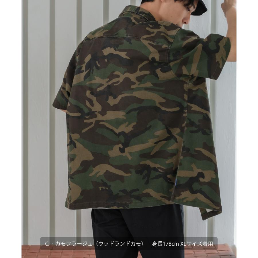 シャツ ユニセックス セットアップ対応 SIDEWAY STANCE サイドウェイスタンス 半袖シャツ ワークシャツ 迷彩 カモフラ デニムシャツ | improves | 15