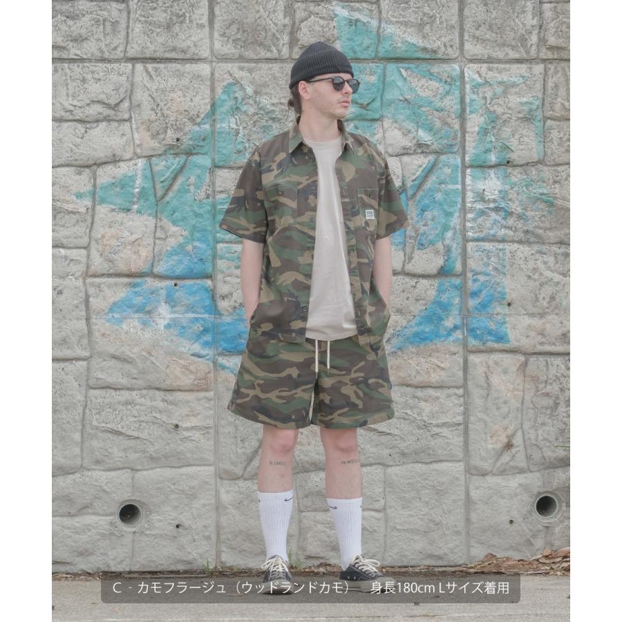 シャツ ユニセックス セットアップ対応 SIDEWAY STANCE サイドウェイスタンス 半袖シャツ ワークシャツ 迷彩 カモフラ デニムシャツ | improves | 16