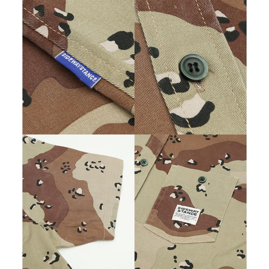 シャツ ユニセックス セットアップ対応 SIDEWAY STANCE サイドウェイスタンス 半袖シャツ ワークシャツ 迷彩 カモフラ デニムシャツ | improves | 19