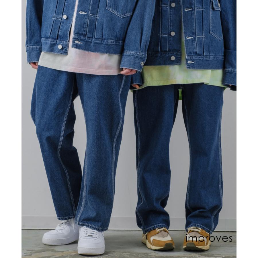 デニムパンツ メンズ ワイドパンツ テーパードパンツ アンクル丈 ジーンズ ユニセックス SIDEWAY STANCE サイドウェイスタンス | improves