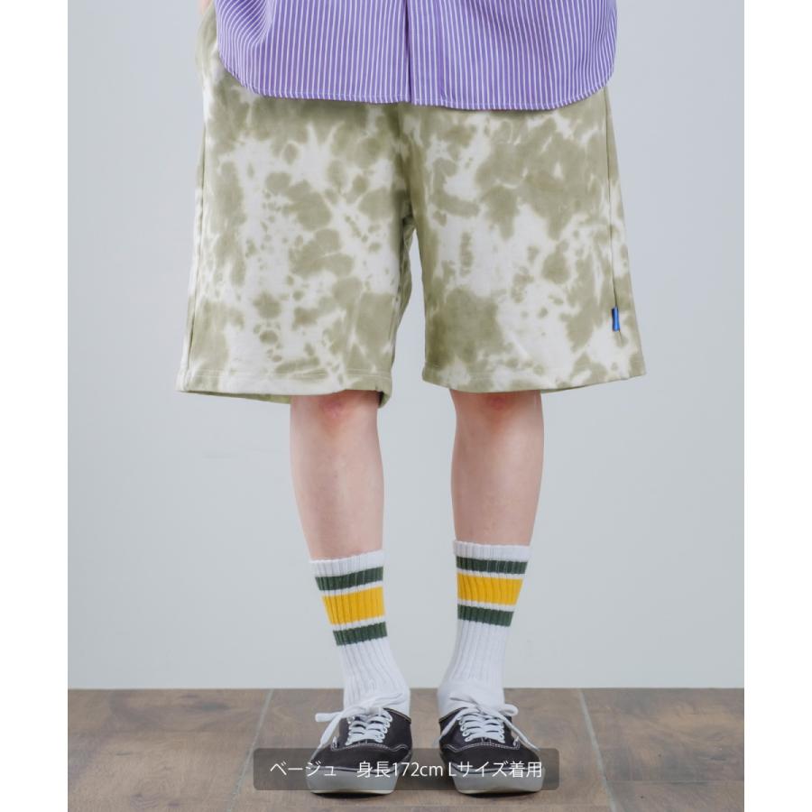 ハーフパンツ メンズ ショートパンツ スウェット ダンス 無地 イージーパンツ タイダイ柄 | improves | 01