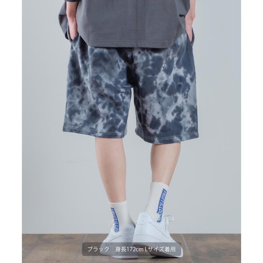 ハーフパンツ メンズ ショートパンツ スウェット ダンス 無地 イージーパンツ タイダイ柄 | improves | 10