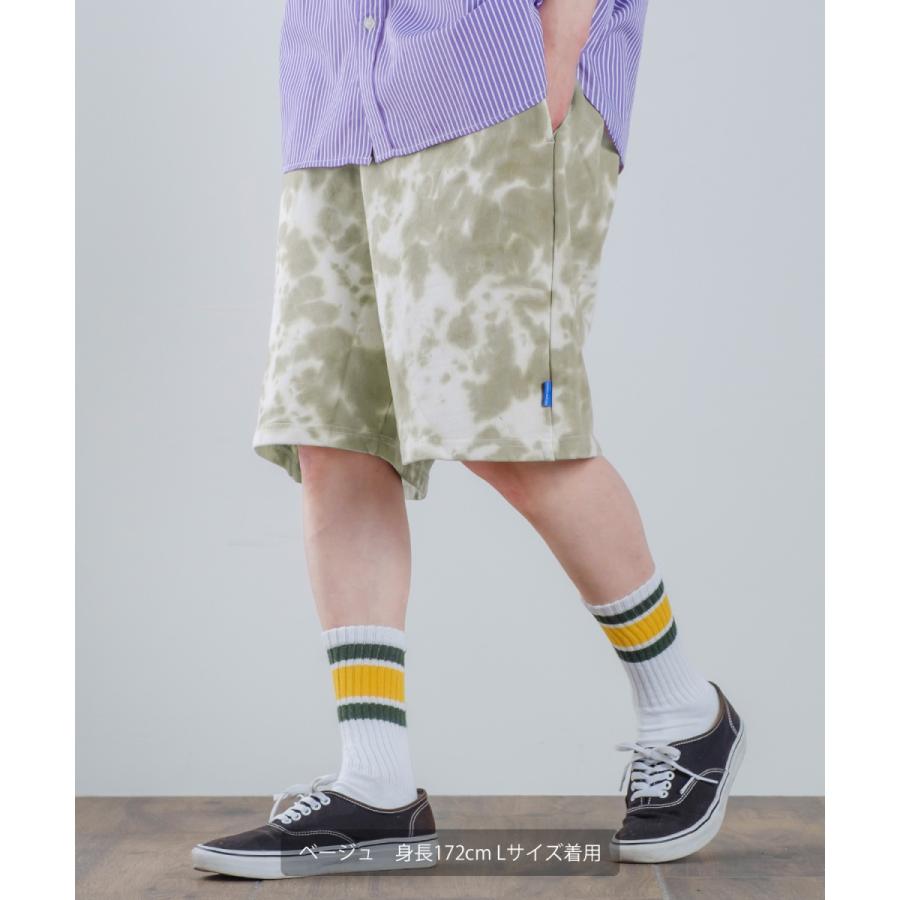 ハーフパンツ メンズ ショートパンツ スウェット ダンス 無地 イージーパンツ タイダイ柄 | improves | 02
