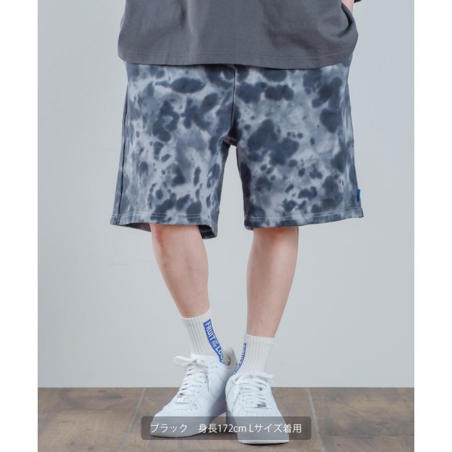 ハーフパンツ メンズ ショートパンツ スウェット ダンス 無地 イージーパンツ タイダイ柄 | improves | 08