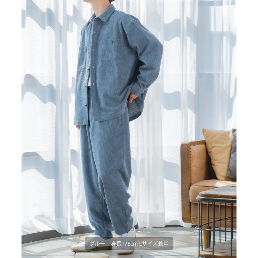 シャツ メンズ コーデロイ セットアップ対応 コーデュロイシャツ レギュラーカラー ビッグシルエット ワークシャツ ゆったり 大きいサイズ | improves | 13