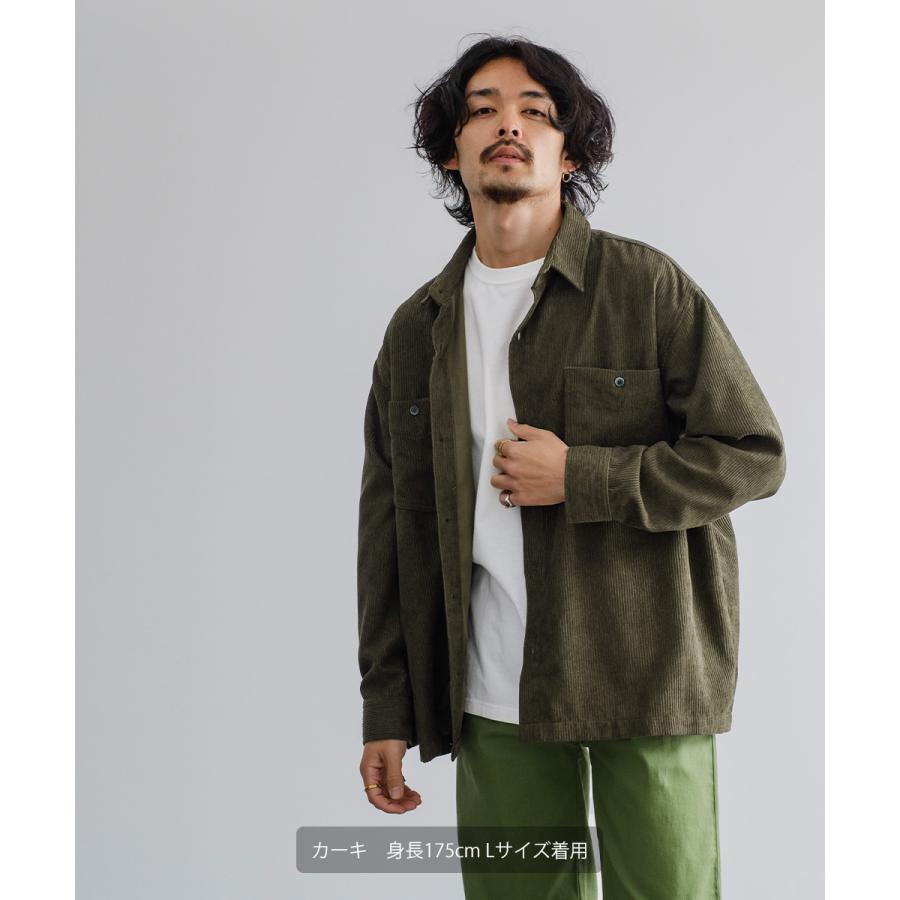 シャツ メンズ コーデロイ セットアップ対応 コーデュロイシャツ レギュラーカラー ビッグシルエット ワークシャツ ゆったり 大きいサイズ | improves | 15