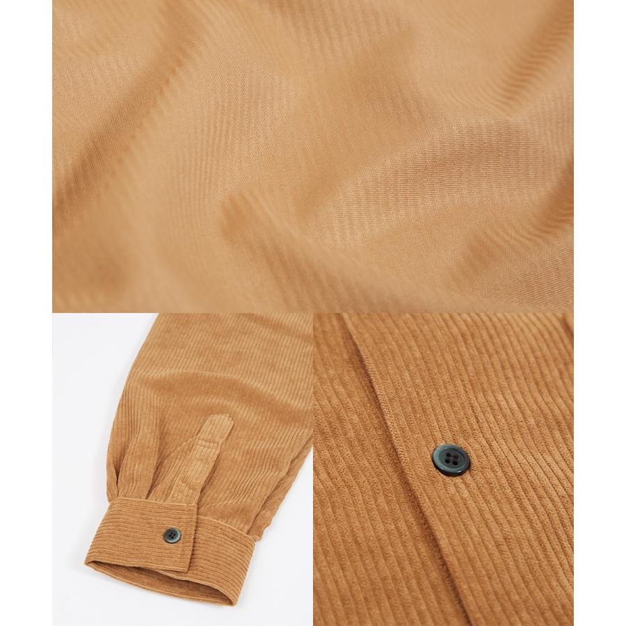 シャツ メンズ コーデロイ セットアップ対応 コーデュロイシャツ レギュラーカラー ビッグシルエット ワークシャツ ゆったり 大きいサイズ | improves | 19