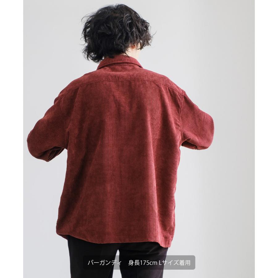 シャツ メンズ コーデロイ セットアップ対応 コーデュロイシャツ レギュラーカラー ビッグシルエット ワークシャツ ゆったり 大きいサイズ | improves | 02