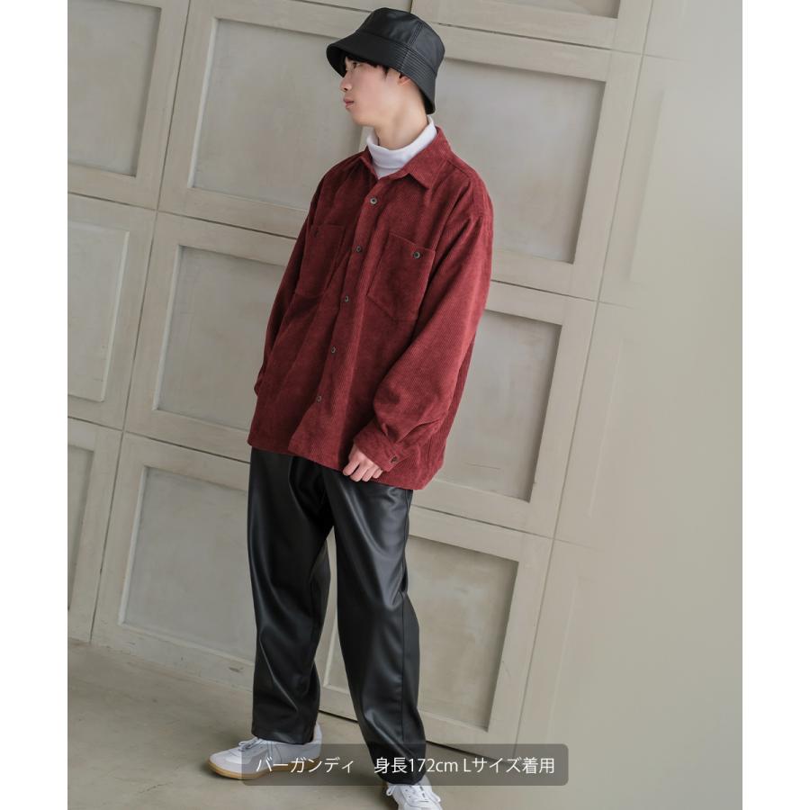 シャツ メンズ コーデロイ セットアップ対応 コーデュロイシャツ レギュラーカラー ビッグシルエット ワークシャツ ゆったり 大きいサイズ | improves | 03