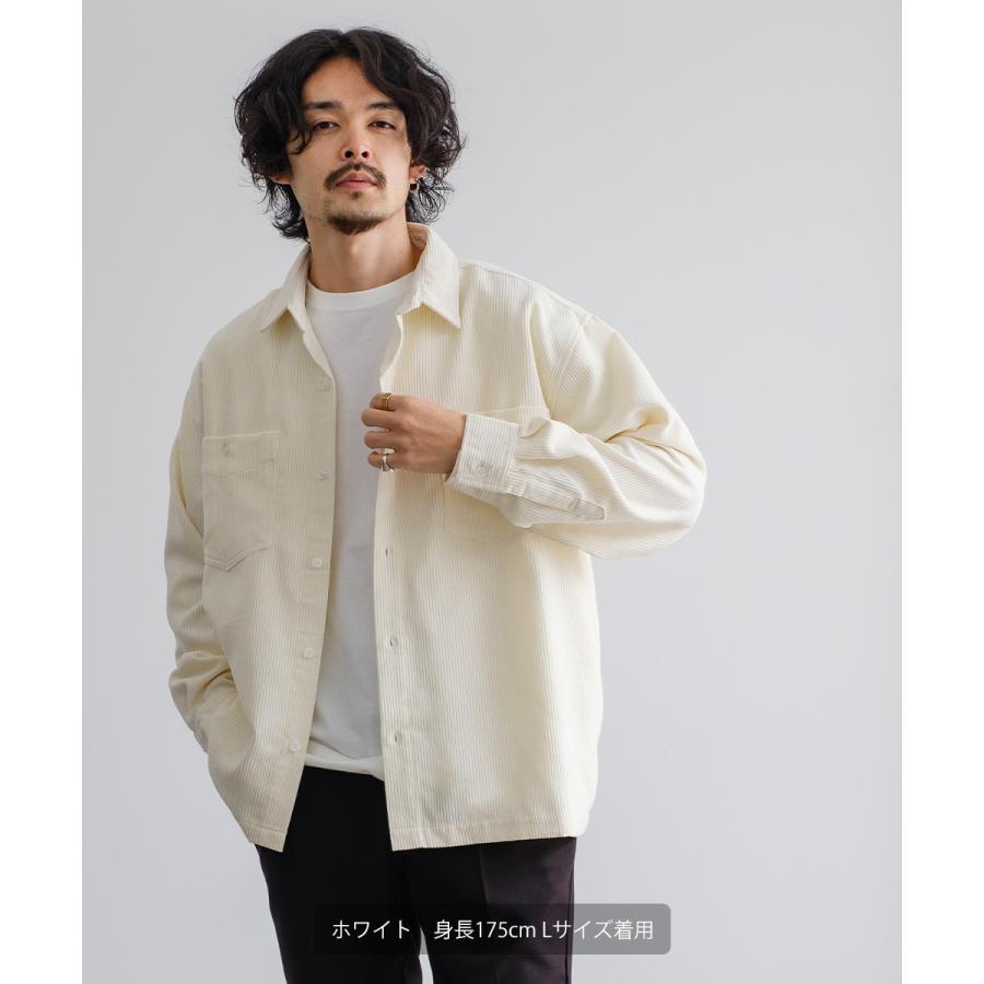 シャツ メンズ コーデロイ セットアップ対応 コーデュロイシャツ レギュラーカラー ビッグシルエット ワークシャツ ゆったり 大きいサイズ | improves | 05