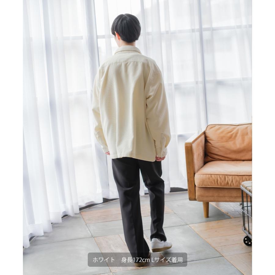 シャツ メンズ コーデロイ セットアップ対応 コーデュロイシャツ レギュラーカラー ビッグシルエット ワークシャツ ゆったり 大きいサイズ | improves | 06