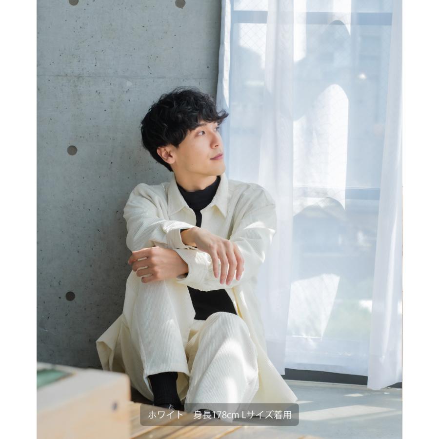 シャツ メンズ コーデロイ セットアップ対応 コーデュロイシャツ レギュラーカラー ビッグシルエット ワークシャツ ゆったり 大きいサイズ | improves | 07