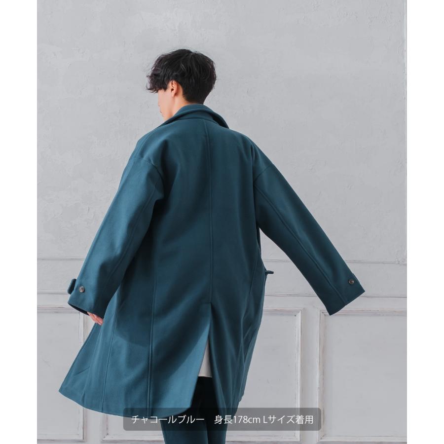 チェスターコート メンズ  ダブル メルトン テックメルトン ロングコート アウター 暖かい 起毛 ゆったり 大きいサイズ セットアップ対応 | improves | 11