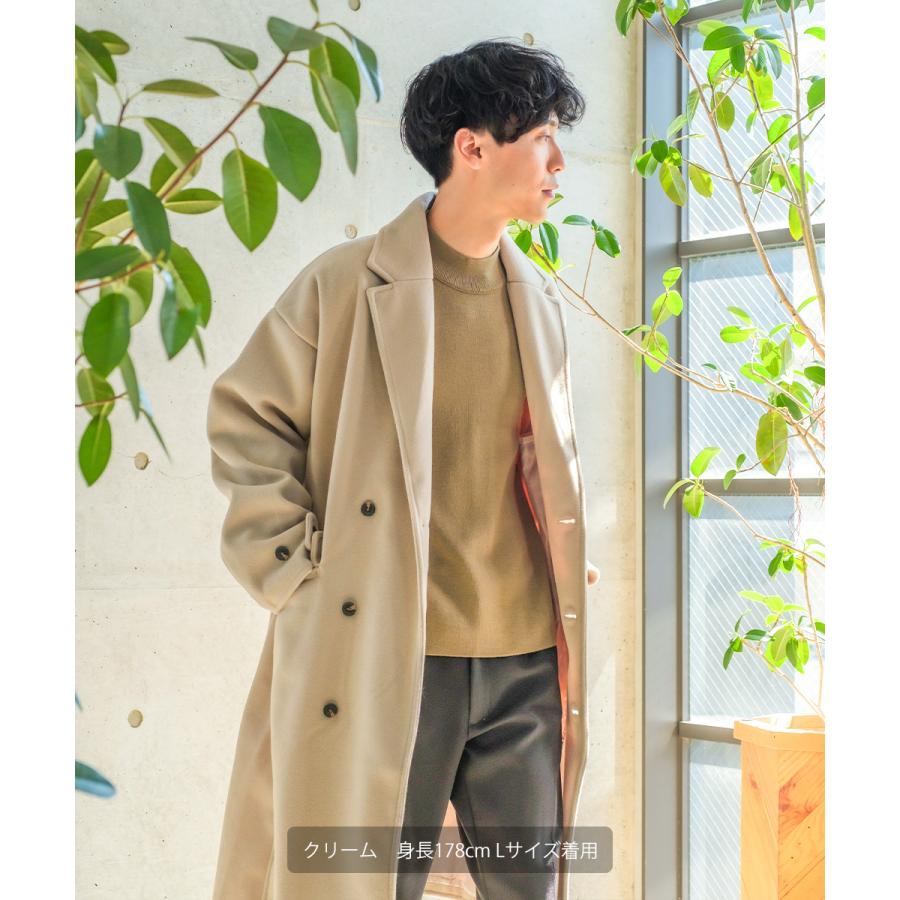 チェスターコート メンズ  ダブル メルトン テックメルトン ロングコート アウター 暖かい 起毛 ゆったり 大きいサイズ セットアップ対応 | improves | 13