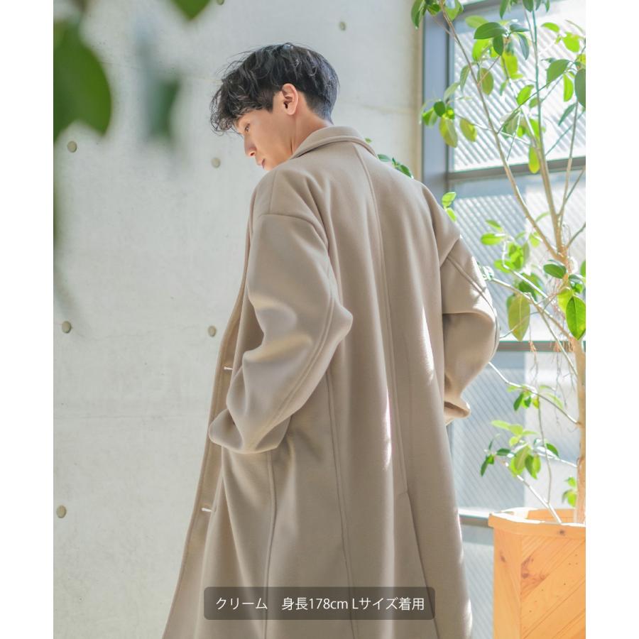 チェスターコート メンズ  ダブル メルトン テックメルトン ロングコート アウター 暖かい 起毛 ゆったり 大きいサイズ セットアップ対応 | improves | 14