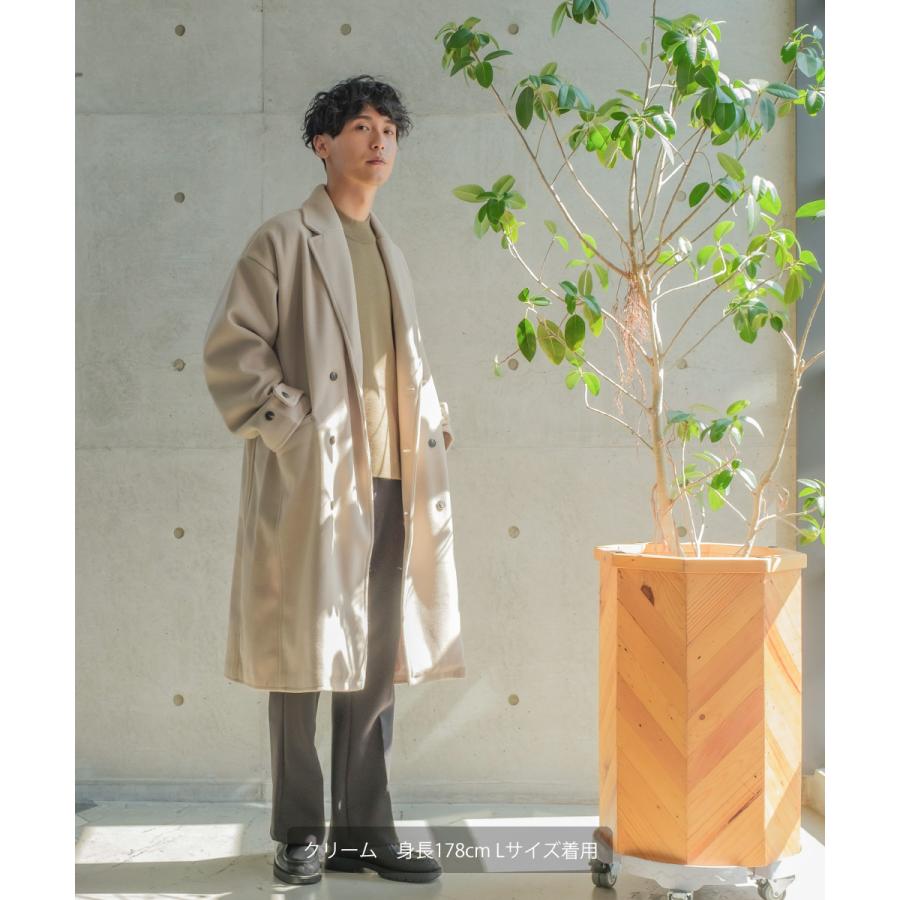 チェスターコート メンズ  ダブル メルトン テックメルトン ロングコート アウター 暖かい 起毛 ゆったり 大きいサイズ セットアップ対応 | improves | 16