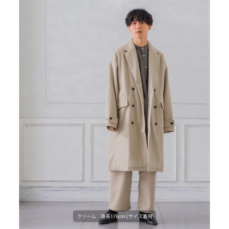 チェスターコート メンズ  ダブル メルトン テックメルトン ロングコート アウター 暖かい 起毛 ゆったり 大きいサイズ セットアップ対応 | improves | 17