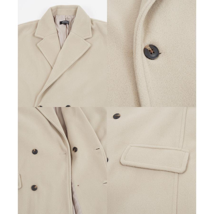 チェスターコート メンズ  ダブル メルトン テックメルトン ロングコート アウター 暖かい 起毛 ゆったり 大きいサイズ セットアップ対応 | improves | 18