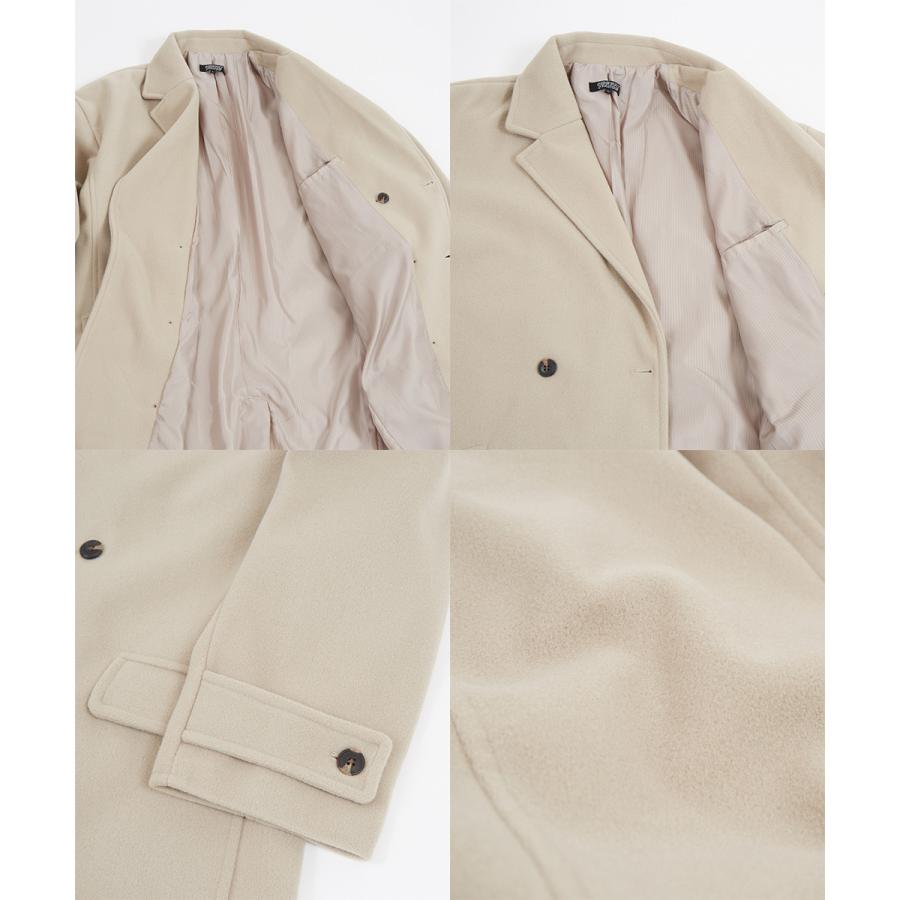 チェスターコート メンズ  ダブル メルトン テックメルトン ロングコート アウター 暖かい 起毛 ゆったり 大きいサイズ セットアップ対応 | improves | 19