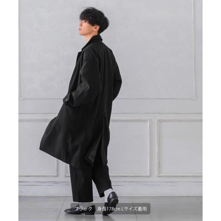 チェスターコート メンズ  ダブル メルトン テックメルトン ロングコート アウター 暖かい 起毛 ゆったり 大きいサイズ セットアップ対応 | improves | 05