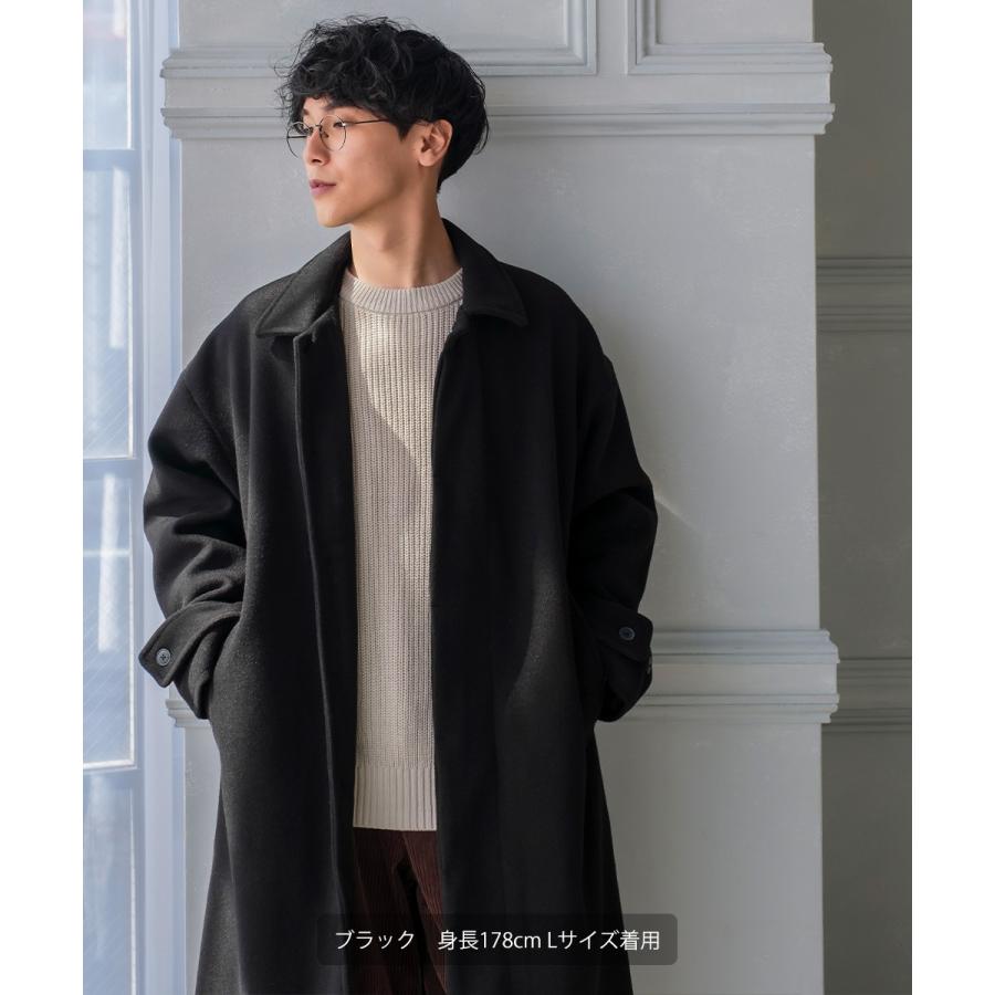 ショップコート メンズ ロングコート メルトン テックメルトン アウター ステンカラーコート 暖かい 起毛 ゆったり 大きいサイズ セットアップ対応 | improves | 01