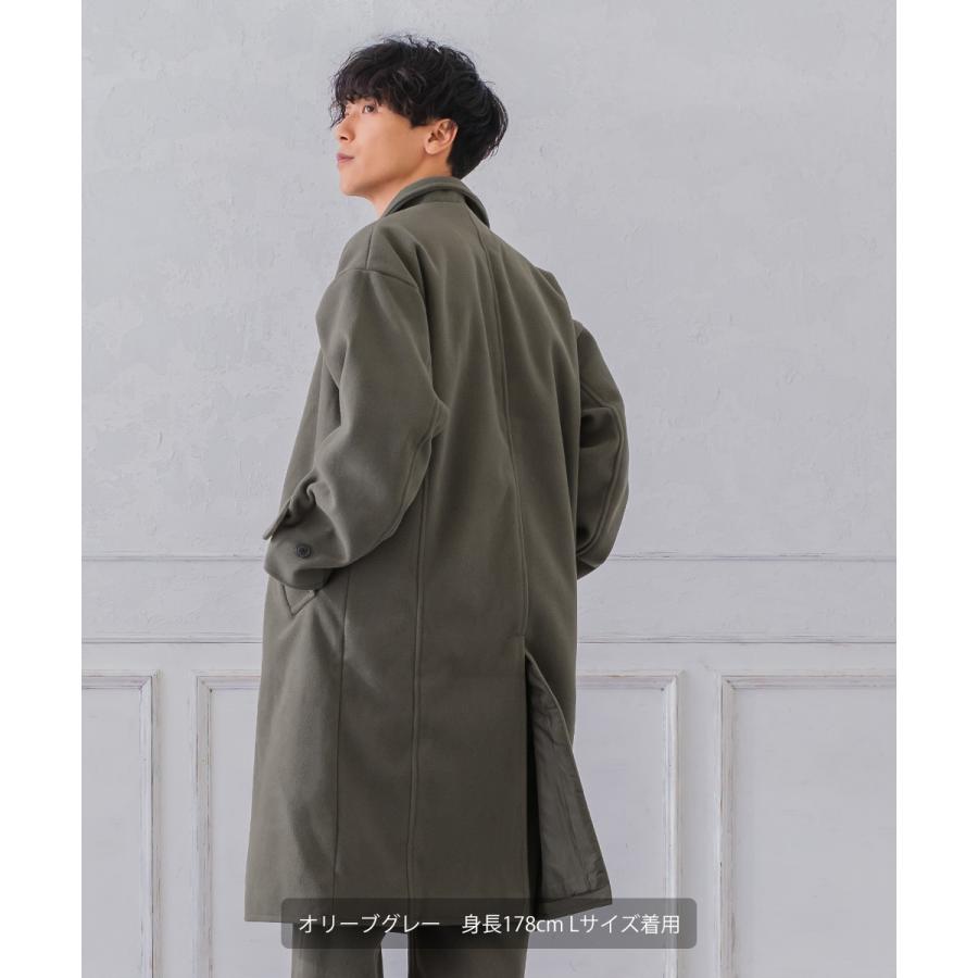 ショップコート メンズ ロングコート メルトン テックメルトン アウター ステンカラーコート 暖かい 起毛 ゆったり 大きいサイズ セットアップ対応 | improves | 11