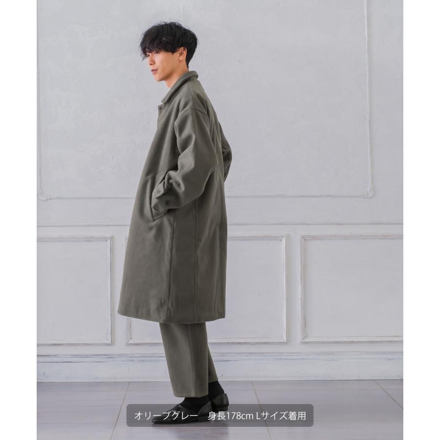 ショップコート メンズ ロングコート メルトン テックメルトン アウター ステンカラーコート 暖かい 起毛 ゆったり 大きいサイズ セットアップ対応 | improves | 12