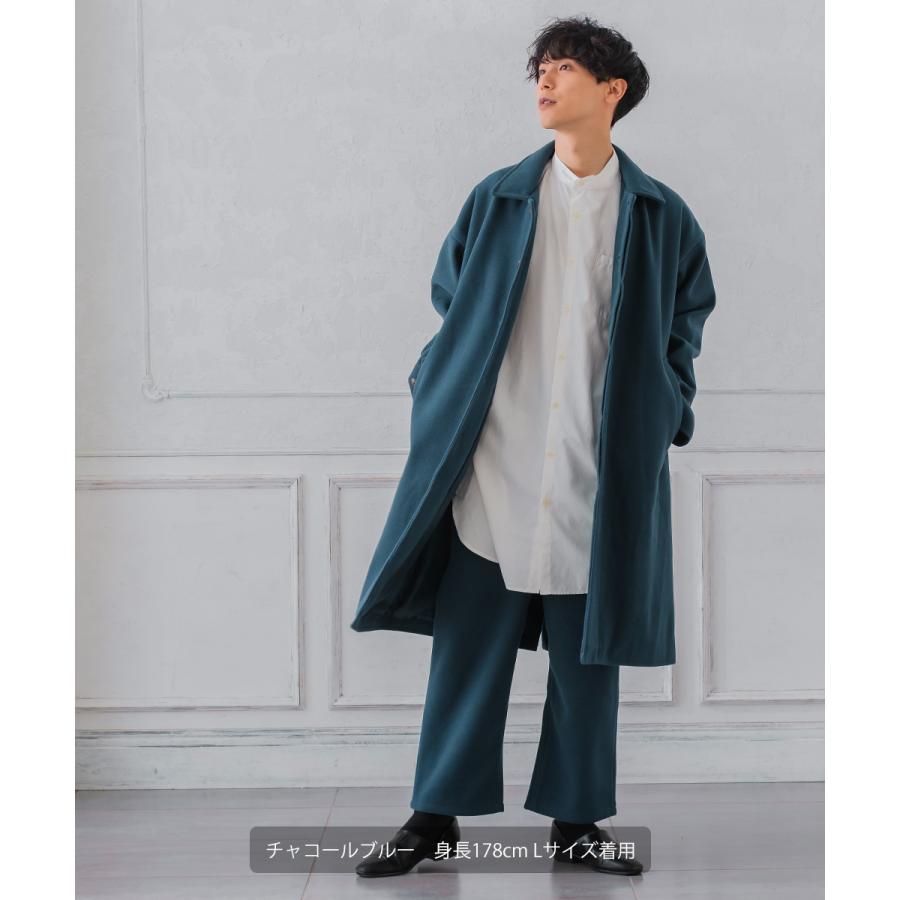ショップコート メンズ ロングコート メルトン テックメルトン アウター ステンカラーコート 暖かい 起毛 ゆったり 大きいサイズ セットアップ対応 | improves | 13