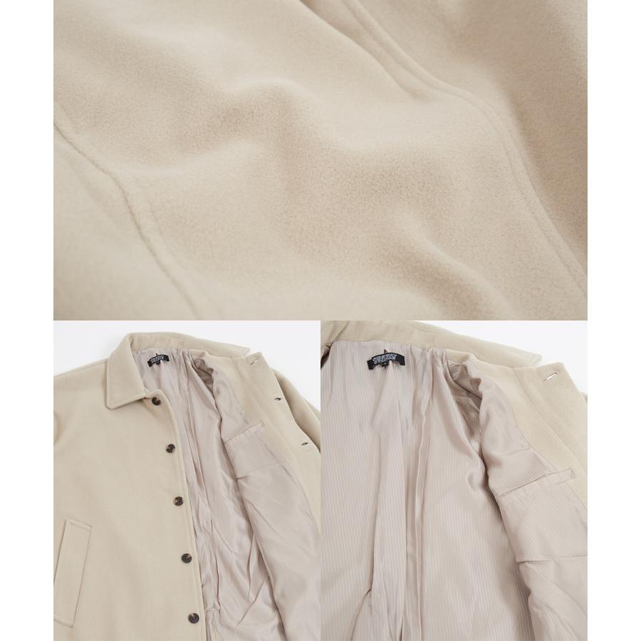 ショップコート メンズ ロングコート メルトン テックメルトン アウター ステンカラーコート 暖かい 起毛 ゆったり 大きいサイズ セットアップ対応 | improves | 19