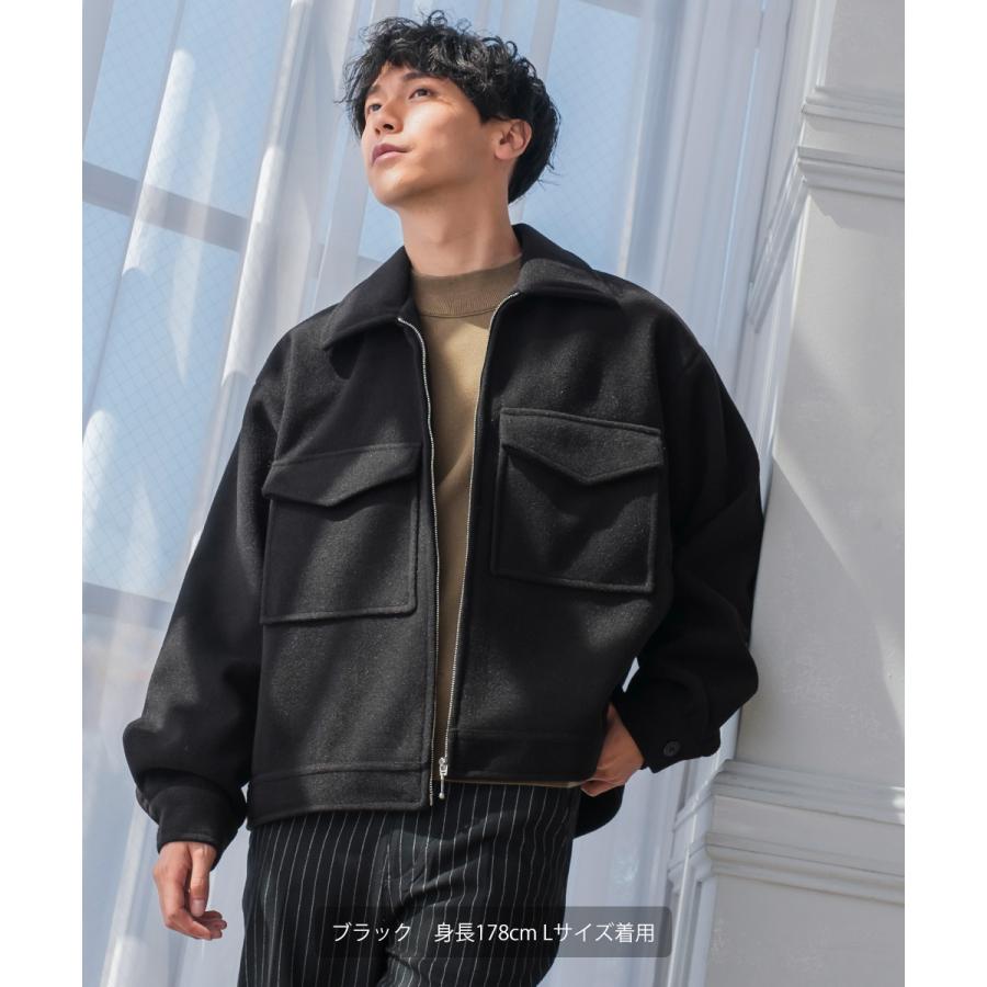 【セットアップ対応】メルトンスウィングトップ メンズ テックメルトン スイングトップ ブルゾン  ジャンパー ショート アウター 丈 暖かい 起毛 ゆったり | improves | 01